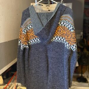 ADORA Blue and Orange Patterned Cardigan